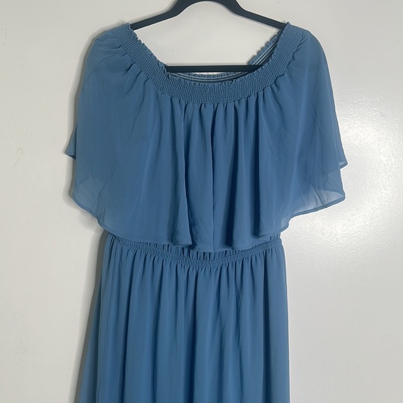 Show me your mumu blue off shoulder maxi bridesmaids dress size XXL - Picture 4 of 10